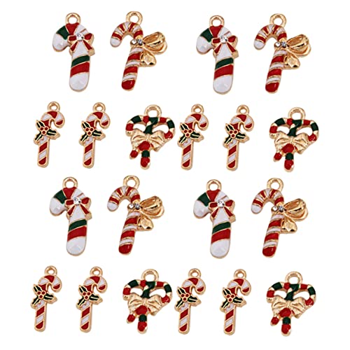 GLEAVI 50 Stück Candy Cane Anhänger Kreative Bunte Weihnachtsdeko zum Basteln Leichtes DIY Schmuckzubehör für Halsketten und Armbänder Stilvolle Hängedekoration mit Eleganter von GLEAVI
