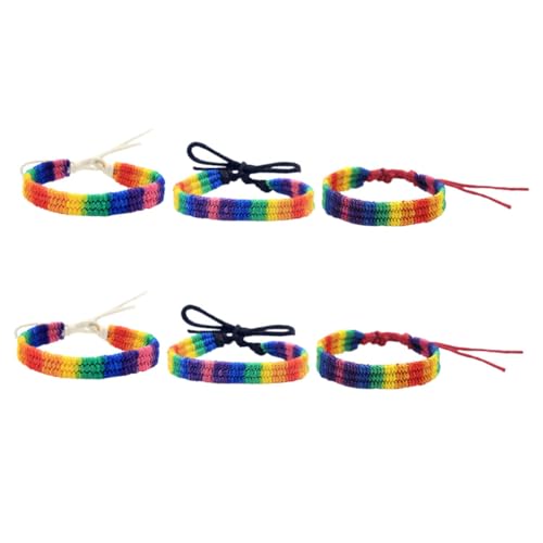 GLEAVI 6 Stück Teiliges Regenbogen Armband Verstellbar und Handgefertigt Unisex Lgbt Armband Bunte Baumwollarmbänder für Männer und Frauen für Pride Month und Freundschaft von GLEAVI