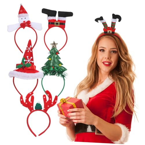 GLEAVI 6stücke Rentiergeweih Stirnband Für Damen Weihnachten Festliches Haarband Mit Weihnachtsmotiven Leichtgewichtiges Kopfschmuck Accessoire Für Feiertagsparty von GLEAVI