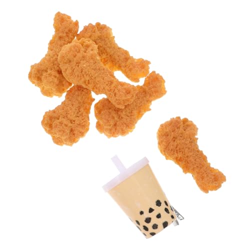 GLEAVI 7 Stück Teiliges Realistische Essens Haarspangen Frittierte Hähnchenkeulen und Milchtee Haaraccessoires Dekorative Haarklammern für Frauen Kreative Party und Fotodeko von GLEAVI