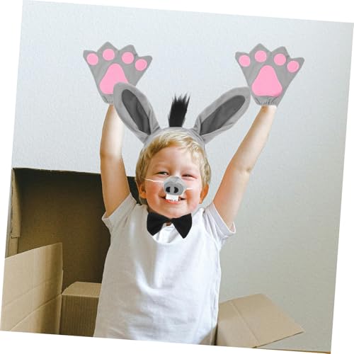 GLEAVI Esel Kostüm Set Teilig Plüsch Haarreif mit Eselohren Handschuhen und Fliege Weiches Tier Accessoire für Mädchen Karneval Halloween Verkleidung von GLEAVI