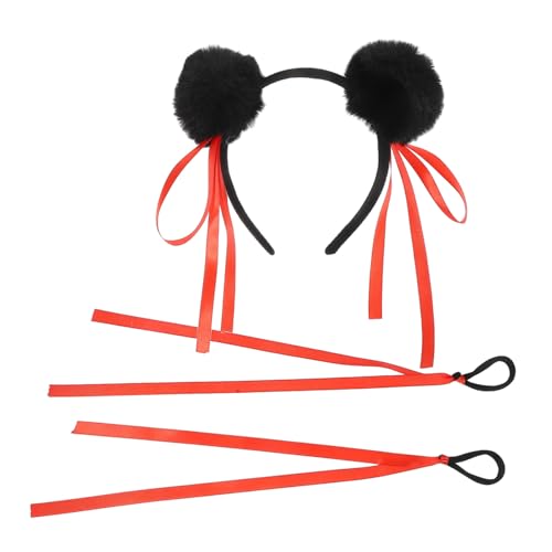 GLEAVI Haarreifen Mit Plüschbällen Für Junge Mädchen Chinesisches Stirnband Und Haargummis Für Kostümpartys Und Auftritte Kopfbedeckungskostüme Im Chinesischen Stil von GLEAVI