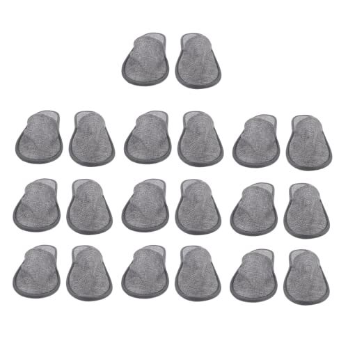 GLEAVI Hausschuhe Einweg Hotel Gästeschuhe 20 Stück Baumwolle Leinen Faltbar Leicht Wiederverwendbar für Damen und Herren für Reise Zuhause Hotel Gästezimmer Grau von GLEAVI