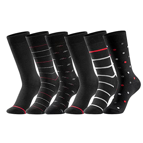 GLENMEARL Herren-Socken für Herren, klassisch, gemustert, schwarz, gekämmte Baumwolle, leger, wadenhoch, Größe 44-47, 6 Stück, Blau, 43-47 EU von GLENMEARL