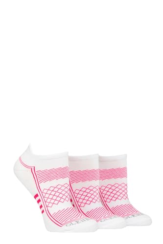 GLENMUIR Damen Sport Trainer Socken - Gemustert Gepolstert, niedrige Knöchelmanschetten, Fußgewölbeunterstützung 3 Paar Multipack Recycelt Papierverpackung Weiß 37-42 von GLENMUIR