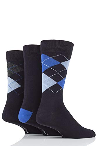 GLENMUIR Herren 3 Paar Classic Argyle Socken Marine 2 41-46 von GLENMUIR