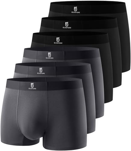 GLESTORE Unterhosen Männer Boxershorts Herren Microfaser Unterwäsche Herren Underwear 3Schwarz3DGrau 2XL von GLESTORE