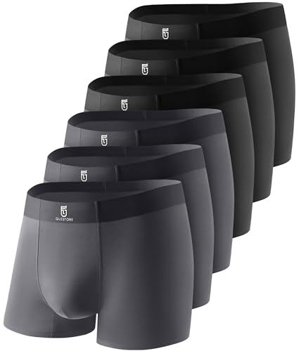 GLESTORE Unterhosen Männer Boxershorts Herren Microfaser Unterwäsche Herren Underwear 3Schwarz3DGrau XL von GLESTORE