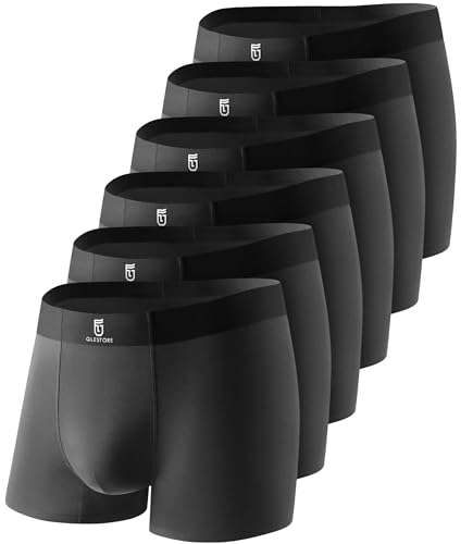 GLESTORE Unterhosen Männer Boxershorts Herren Microfaser Unterwäsche Herren Underwear 6Schwarz 2XL von GLESTORE