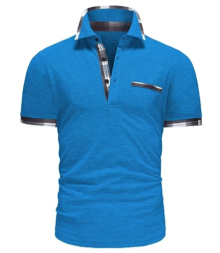 GLESTORE Poloshirt Herren Hemd Shirt Männer Active Sommer Polohemd für Herren Sport Tshirt Kurzarm Blau XL von GLESTORE