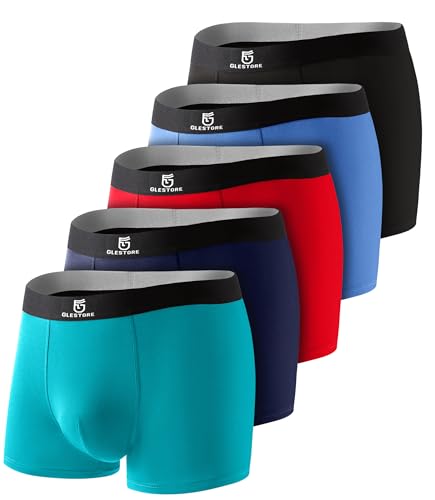 GLESTORE Boxershorts Herren Unterhosen Männer 5er Pack Modal Unterwäsche 5er Multicolor M von GLESTORE
