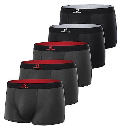 GLESTORE Boxershorts Herren Unterhosen Männer 5er Pack Modal Unterwäsche Hipster Sport Underpants 3dunkelgrau & 2schwarz M von GLESTORE