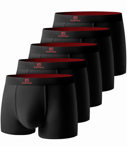 GLESTORE Boxershorts Herren Unterhosen Männer 5er Pack Modal Unterwäsche Hipster Sport Underpants 5 Schwarz mit Rot 4XL GLESTORE Boxershorts Herren Unterhosen Männer 5er Pack Modal Unterwäsche Hipster Sport Underpants 5 Schwarz mit Rot 4XL von GLESTORE