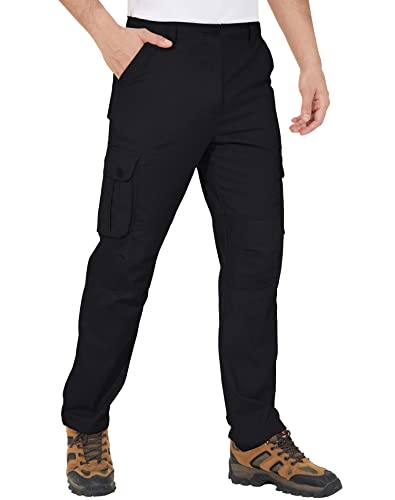 GLESTORE Cargohose für Herren, Relaxed Fit, leicht, taktisch, mit Taschen, lässig, Arbeit, für Herren, Schwarz, Schwarz , 36W x 31L von GLESTORE