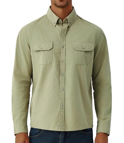 GLESTORE Hemdjacke Herren Hemden Langarm Overshirt Freizeithemd Outdoor Safari Hemd Männer ArmeeGrün L GLESTORE Hemdjacke Herren Hemden Langarm Overshirt Freizeithemd Outdoor Safari Hemd Männer ArmeeGrün L von GLESTORE