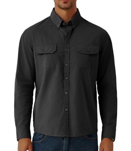 GLESTORE Hemdjacke Herren Hemden Langarm Overshirt Freizeithemd Outdoor Safari Hemd Männer Schwarz XL GLESTORE Hemdjacke Herren Hemden Langarm Overshirt Freizeithemd Outdoor Safari Hemd Männer Schwarz XL von GLESTORE