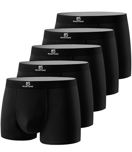 GLESTORE Boxershorts Herren Unterhosen Männer 5er Pack Modal Unterwäsche Hipster Sport Underpants 5schwarz L von GLESTORE