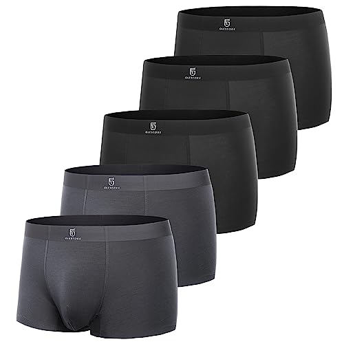 GLESTORE Herren Boxershorts Unterhosen Männer Short Boxer Unterwäsche Modal 5er Pack 3 Schwarz & 2 Dunkelgrau XL von GLESTORE