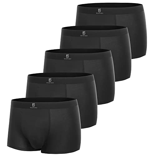 GLESTORE Herren Boxershorts Unterhosen Männer Short Boxer Unterwäsche Modal 5er Pack Schwarz XL von GLESTORE