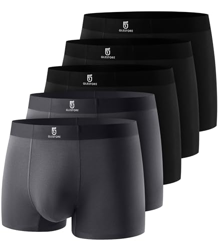 GLESTORE Herren Boxershorts Unterhosen Männer Short Boxer Unterwäsche Modal 5er Pack 3 Schwarz & 2 Dunkelgrau XXL GLESTORE Herren Boxershorts Unterhosen Männer Short Boxer Unterwäsche Modal 5er Pack 3 Schwarz & 2 Dunkelgrau XXL von GLESTORE