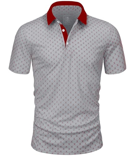 GLESTORE Golf Poloshirt Herren Kurzarm Polo Shirt Hemd für Männer Polohemden Regular Fit Hellgrau L von GLESTORE