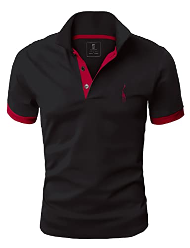 GLESTORE Poloshirt Herren, T Shirts Männer, Hemd Herren Kurzarm Giraffe Stickerei T-Shirt Sommer Slim Fit Golf Sports Schwarz M von GLESTORE