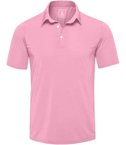 GLESTORE Polo Shirts für Herren Golf Sport Poloshirt Kurzarm Outdoor Gestreift Polos Tshirt Rosa M GLESTORE Polo Shirts für Herren Golf Sport Poloshirt Kurzarm Outdoor Gestreift Polos Tshirt Rosa M von GLESTORE