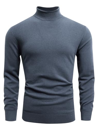 GLESTORE Herren Rollkragenpullover Turtleneck Sweater Winter Warme Slim Fit Basic Rollkragen Pullover Männer 002 Grau 2XL von GLESTORE