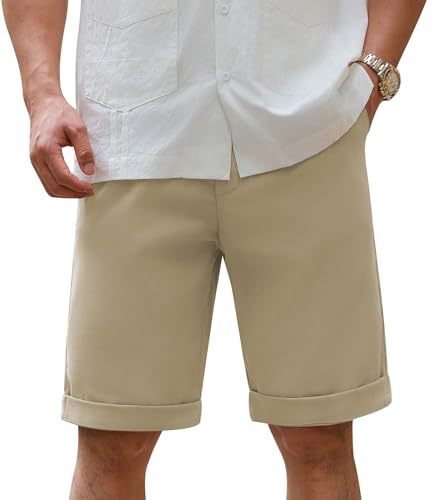 GLESTORE Kurze Hosen Herren Shorts Sommer Bermuda Chino Herren Shorts Baggy Gelb L von GLESTORE