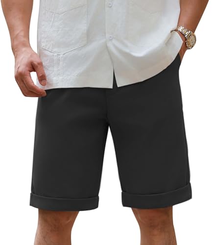 GLESTORE Kurze Hosen Herren Shorts Sommer Bermuda Chino Herren Shorts Baggy Schwarz L von GLESTORE