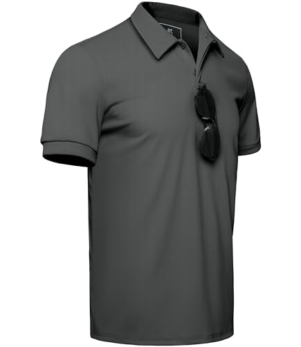 GLESTORE Poloshirt Herren Golf Kurzarm Poloshirts für Männer Bügelfrei Sport Polo Shirt Weiß L von GLESTORE