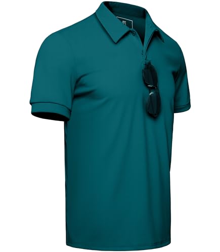 GLESTORE Poloshirt Herren Golf Kurzarm Poloshirts für Männer Bügelfrei Sport Polo Shirt Weiß XL von GLESTORE