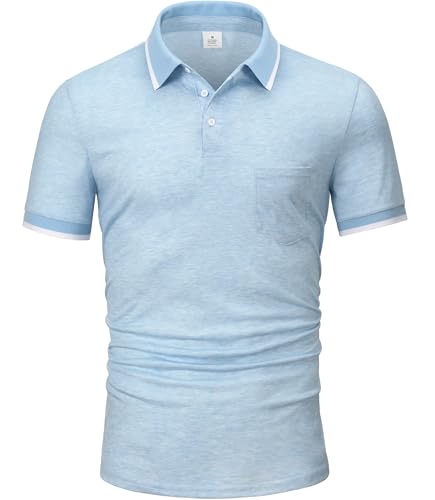 GLESTORE Poloshirt Herren Kurzarm Polo Shirt Business Basic Polohemd mit Brusttasche Blau XXL GLESTORE Poloshirt Herren Kurzarm Polo Shirt Business Basic Polohemd mit Brusttasche Blau XXL von GLESTORE
