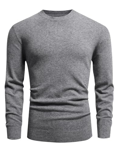 GLESTORE Pullover Herren Strickpullover Langarmshirt Herren Warme Winterpullover Basic Männer Pullover Rundhalsausschnitt Grau L von GLESTORE