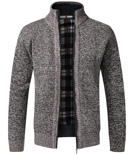 GLESTORE Strickjacken für Herren Strickjacke Cardigan Trachtenjacke Herren Fleecejacke Winter Herren Braun XL von GLESTORE