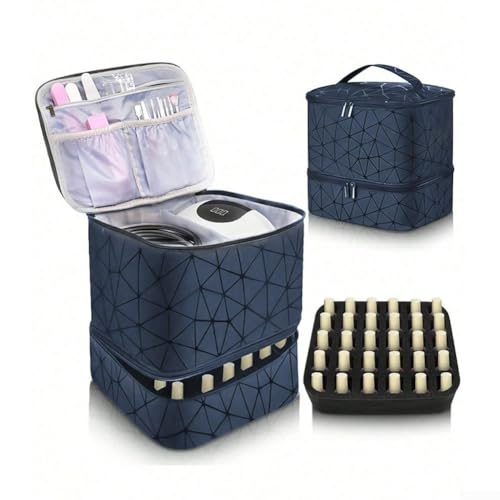 Geräumige PVC-Organizer-Tasche mit tragbarem Tragegriff für Nagellack und Make-up, wasserabweisende Aufbewahrungslösung (dunkelblau) von GLFLOW