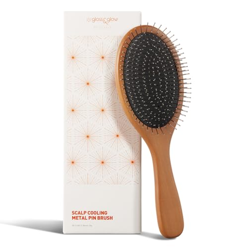 Premium Haarbürste mit Holzgriff und Metallborsten und weichem Kissen Pad - Kopfhautmassagekamm für verheddertes und nasses Haar Premium Haarbürste mit Holzgriff und Metallborsten und weichem Kissen Pad - Kopfhautmassagekamm für verheddertes und nasses Haar von GLGL