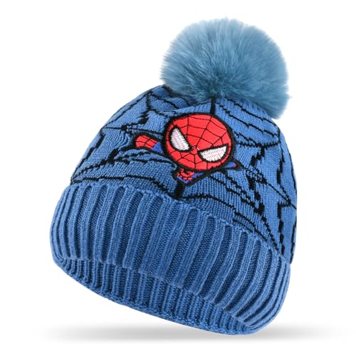 GLICERINA Wintermütze Kinder, Superheld Mütze Kinder, Superheld Beanie, Jungen Mütze Winter, Superheld Strickmütze Kinder, Winter Mütze für Jungen Mädchen, Wintergeschenke für Kinder (Blau) von GLICERINA