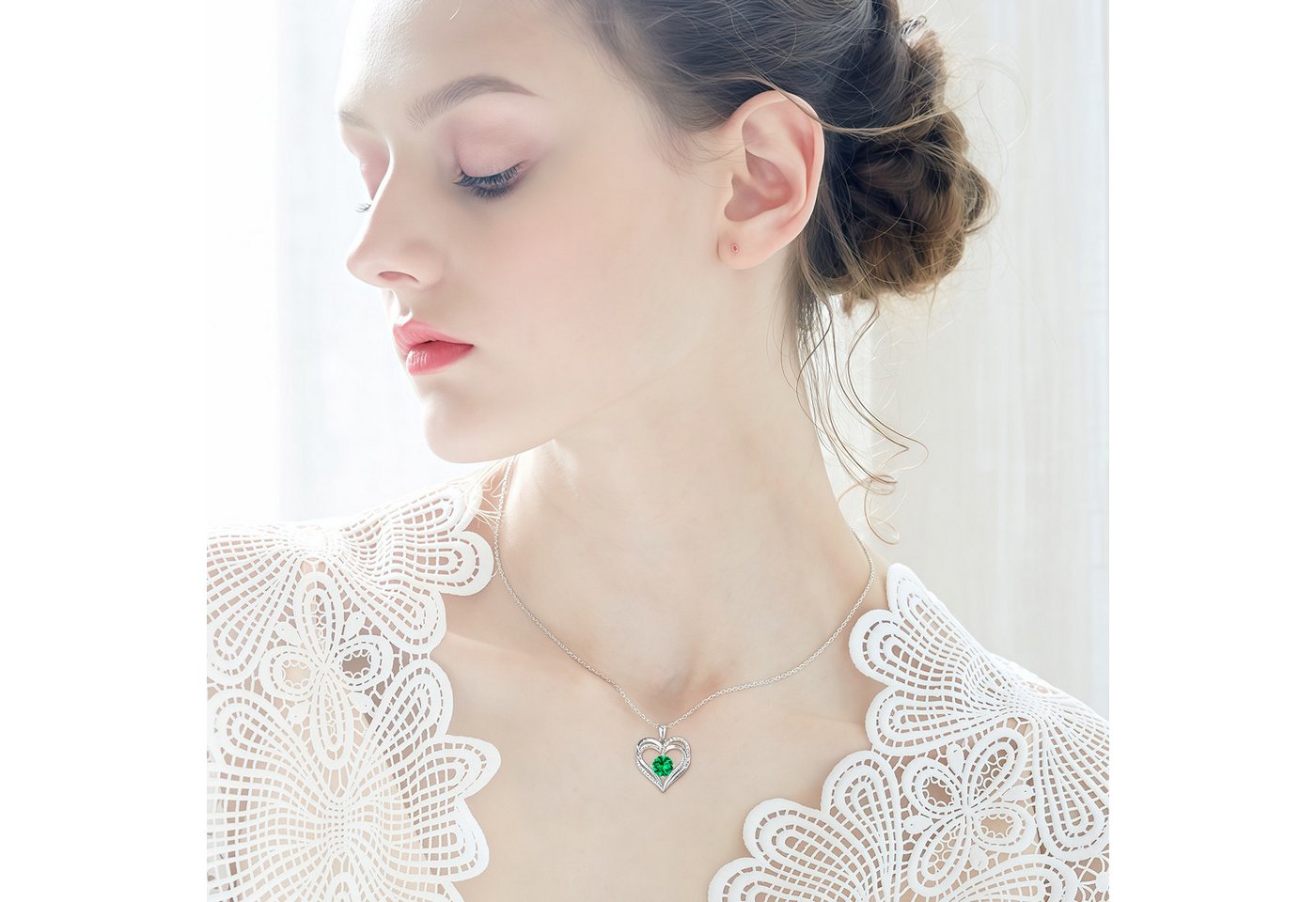 GLIESE Herzkette Halskette Damen Silber 925 vergoldet mit Anhänger Zirkonia von GLIESE