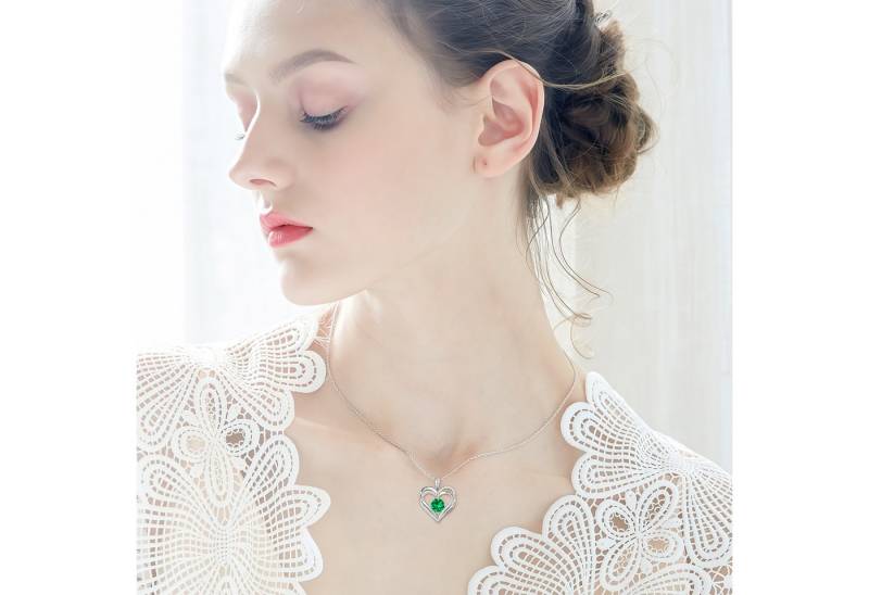 GLIESE Herzkette Halskette Damen Silber 925 vergoldet mit Anhänger Zirkonia von GLIESE