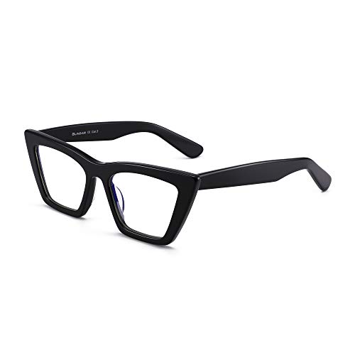 GLINDAR Cat Eye Blaue Lichtblockierbrille Vintage Narrow Square Computerbrille Acetatrahmen Schwarz von GLINDAR