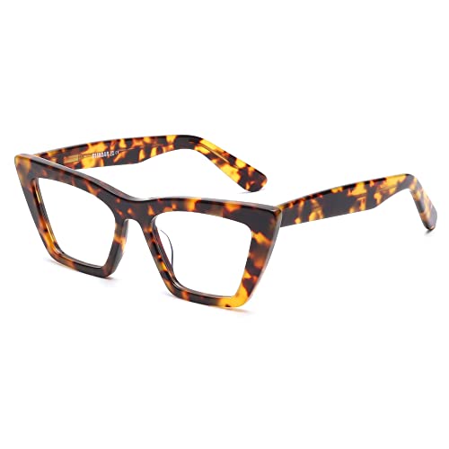 GLINDAR Cat Eye Blaulicht-Blockierbrille Vintage Narrow Square Computerbrille Acetate Frame Trotiseshell von GLINDAR