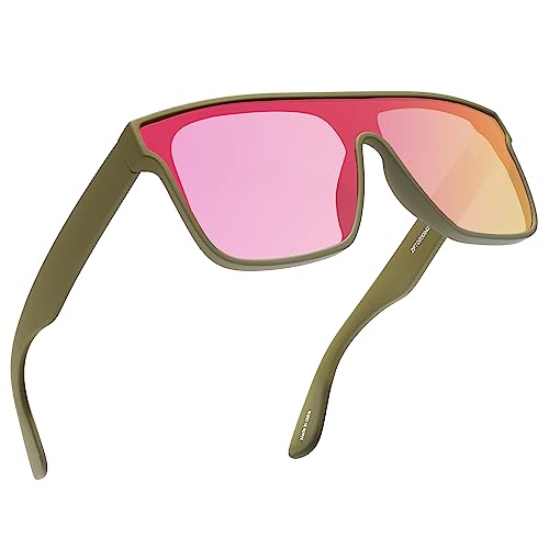 GLINDAR Polarisierte Recycelte Sonnenbrille für Männer Frauen, Retro Square Flat Top Shades UV400 Schutz Dunkelgrün von GLINDAR