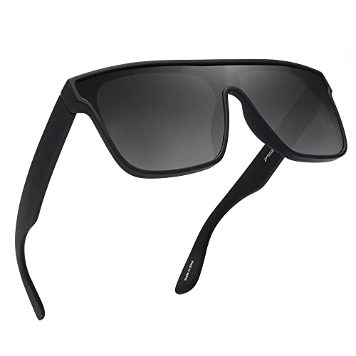 GLINDAR Polarisierte Recycelte Sonnenbrille für Männer Frauen, Retro Square Flat Top Shades UV400 Schutz Schwarz von GLINDAR