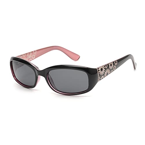 GLINDAR Polarisierte Sonnenbrille für Damen, Rechteckige Sonnenbrille zum Fahren Angeln Einkaufen UV400 Schwarz Pink von GLINDAR