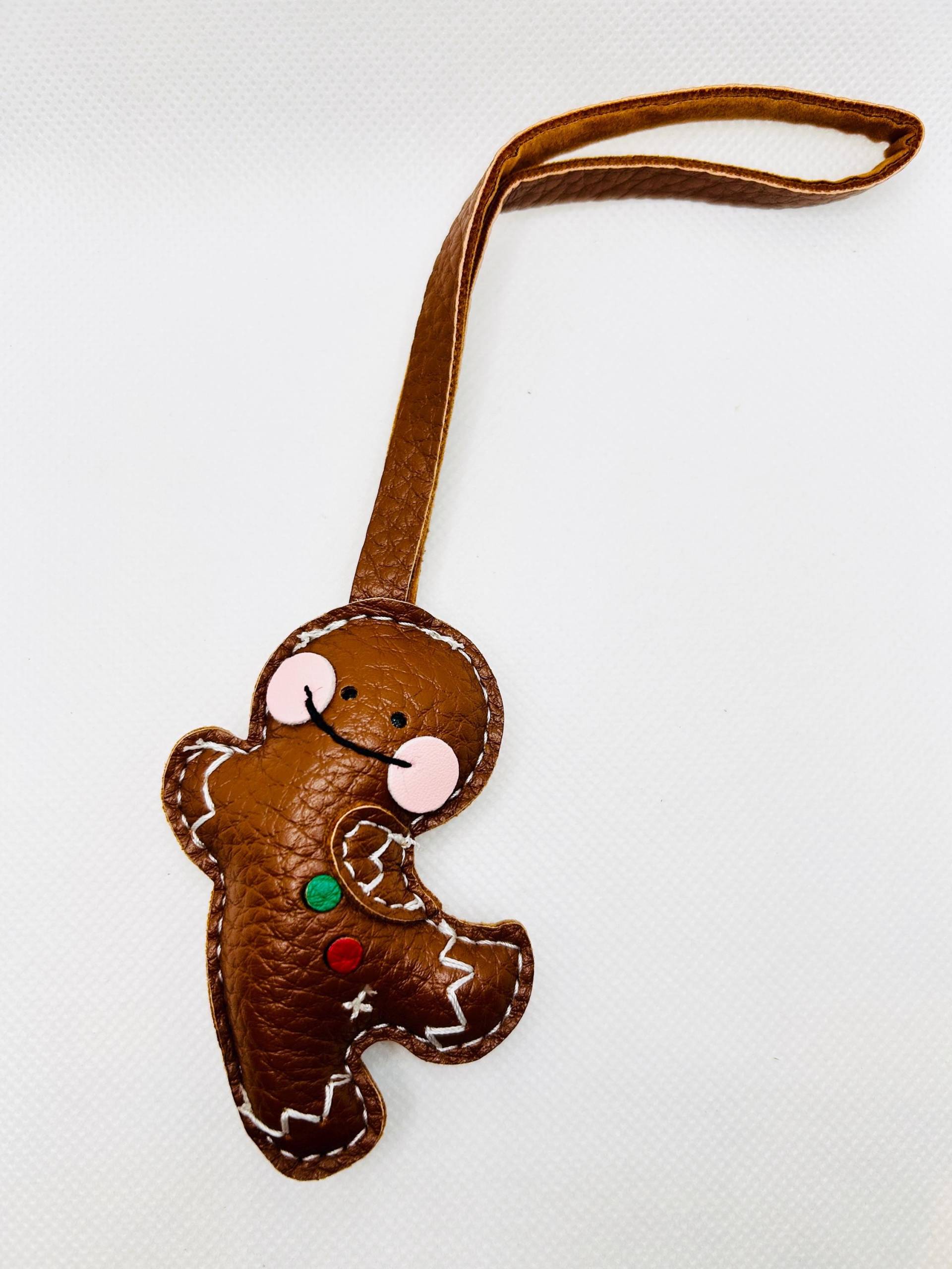 Niedlicher Lebkuchenmann Gingerbread Taschenanhänger Weihnachts-Schlüsselanhänger Kunstleder [Glindlichbyanni] von GLINDLICHbyAnni