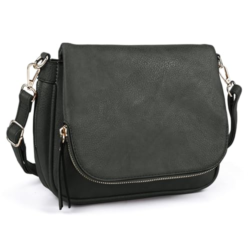 Crossbody-Taschen für Damen, kleine PU-Leder, über der Schulter, Geldbörsen und Klappe, Cross-Body-Handtaschen mit mehreren Taschen, grau dunkel von GLITZALL