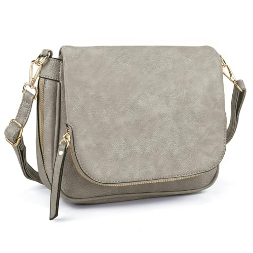 GLITZALL Crossbody-Taschen für Damen, kleine Umhängetaschen und Schulter-Handtaschen mit mehreren Taschen, PU-Leder, grau, Small von GLITZALL