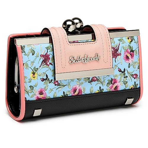 AFKOMST Damen Geldbörse Leder große Kapazität Damenhandtasche Lange, mit 10-Kartenfächern und Clips, und Null Geldbörse mit Schnalle in der Mitte von AFKOMST