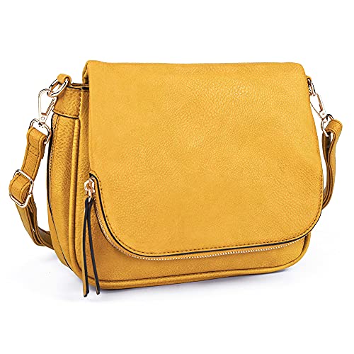 GLITZALL Kleine Crossbody-Tasche für Damen, PU-Leder, über die Schulter, börsen und Klappe, Cross-Body-Handtaschen mit mehreren Taschen, Gelb (gelb), Small von GLITZALL